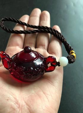 本命年琥珀蜜蜡把把壶变色蓝珀净水血珀鸡油黄摸牌打麻将把件饰礼