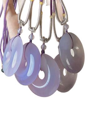 本命年A级精选紫罗兰淡紫玛瑙玉髓平安扣冰紫锁骨链古风新礼物