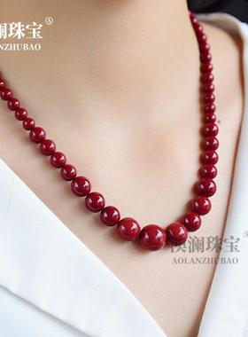 本命年12原矿帝王砂妈妈项链高含量朱砂塔链毛衣链礼物