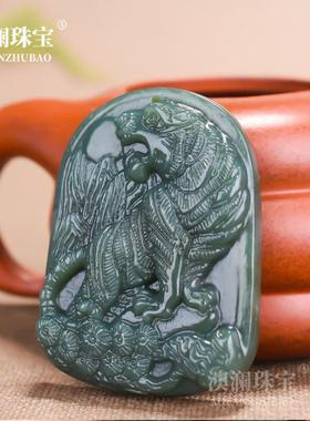 本命年和田青玉生肖老牌男女款上山虎玉坠霸气青玉挂件款礼物