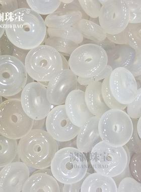 本命年高冰马料白玉髓平安扣散件手链配饰15mm白玛瑙平安扣礼物