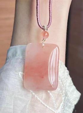 本命年丝玉桃花酿如意锁配饰桃花酿平安扣吊坠玉石挂件礼物