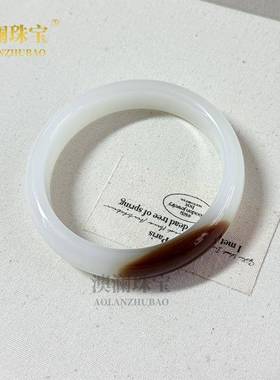 本命年外蒙料糖料羊脂白玉镯子半壁江山黄糖一口糖玉镯外蒙料手镯