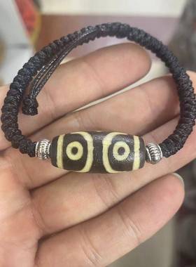 本命年复古老式九眼天珠手链单圈风化玛瑙宝瓶天珠手串藏式财神天