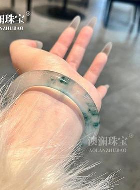 本命年石英岩玉白月光胖圆条手镯女款玉白色玉石手镯礼物