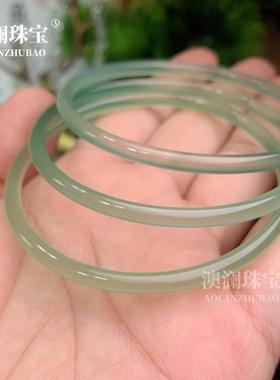 本命年油青远山黛玛瑙玉石手镯文艺复古玉手饰只此青绿玉髓4mm叮