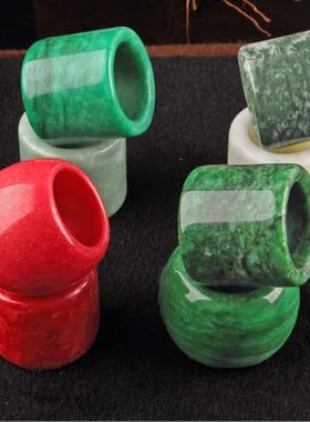 本命年玉石扳指飘花绿色贵州翠玉扳指蓝田玉扳指男士大戒指送礼物