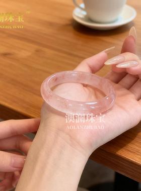 本命年高品质丝玉桃花酿手镯正圈佘太翠粉色玉镯送女友生日礼物