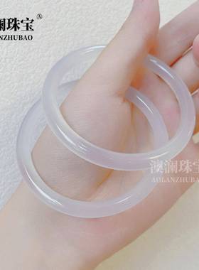 本命年玛瑙手镯白月光玉髓美人镯荔枝冻细圆条叮当镯高级感礼物