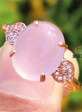 本命年玉髓戒指冰种绿玉石指环红宝石女戒镶嵌翡翠祖母绿女款礼物