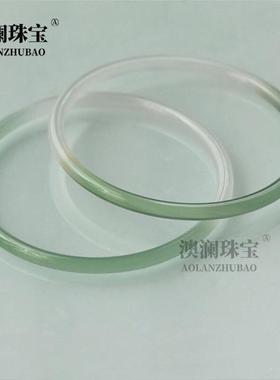 本命年半山半水细线镯叮当镯玉髓镯子女款半绿半白油青玛瑙玉石叮