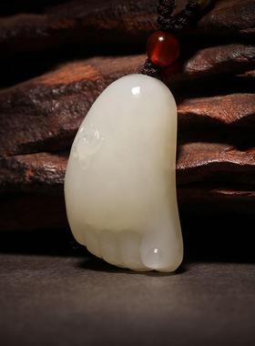 本命年新疆和田玉吊坠知常乐小脚丫玉坠男女玉石项链招财转运挂件