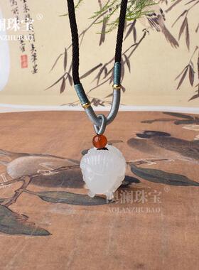 本命年阿富汗玉生肖羊吊坠白色立体绵羊挂件方解石玉项链民族风礼