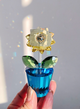 高颜值水晶太阳花桌面小摆件