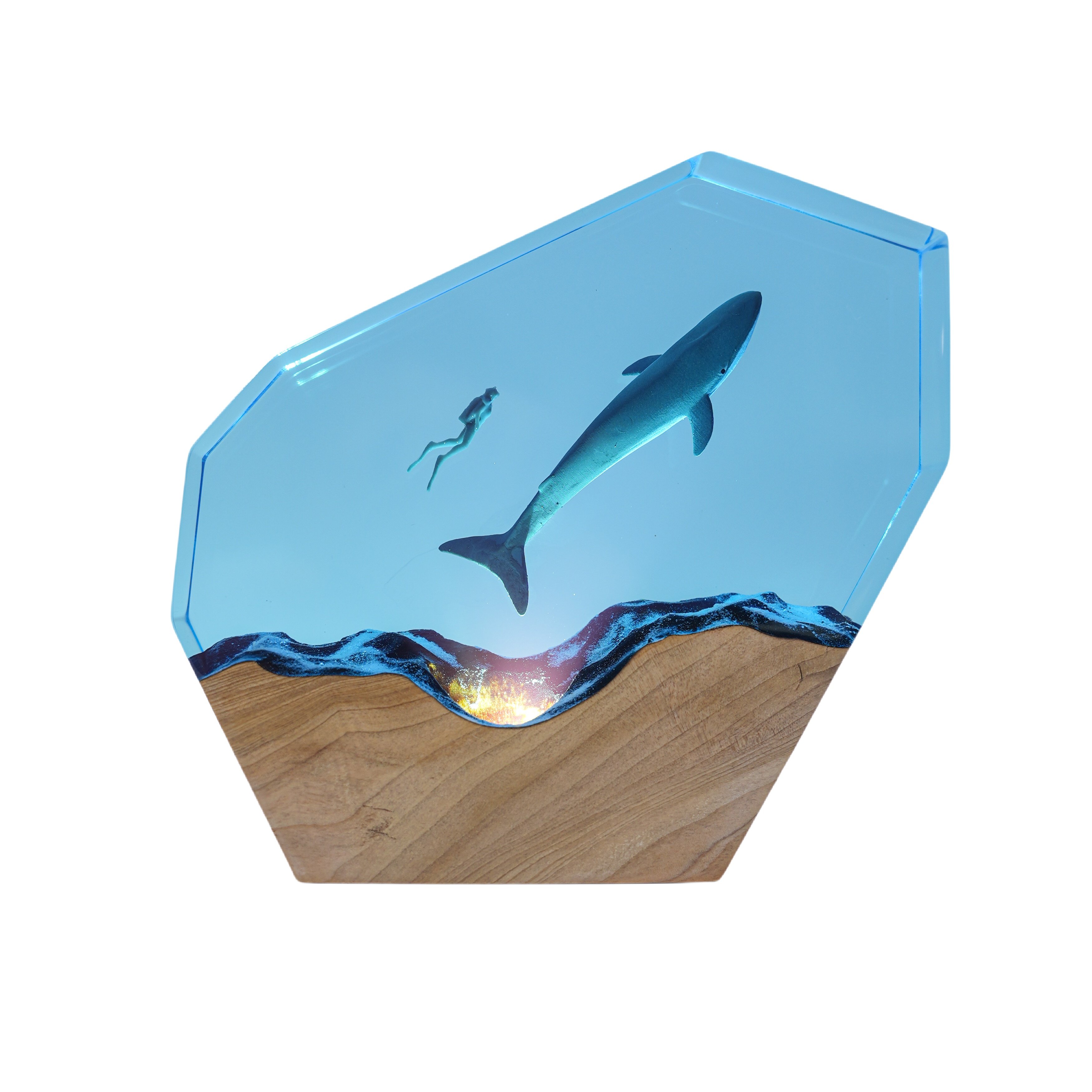 树脂海洋灯滴胶潜水员鲸鱼桌面摆件创意工艺品生日礼物家居装饰品,淘宝优惠券,粉丝福利购,淘宝优惠卷