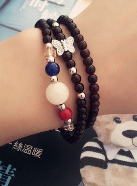 泰国佛牌石榴石蝴蝶水晶手链