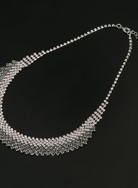 高级感渐变灰宴会项链新娘项链