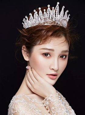 高级感新娘大皇冠头饰主婚纱项链