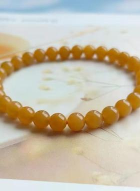 天然和田正品黄糖色男女圆珠手串