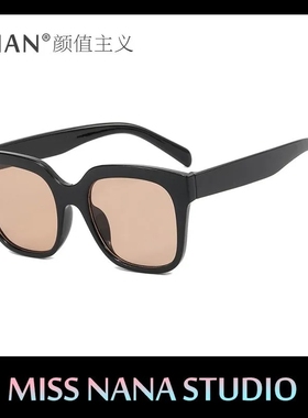 墨镜女小红书2023新款白色粉色方框太阳镜女防紫外线高级感显脸小