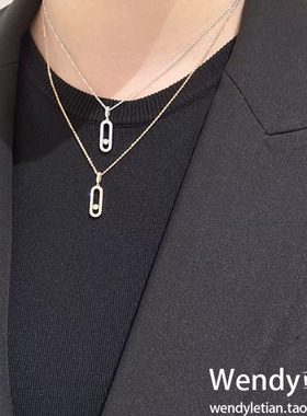 正品代购Messika梅西卡 密镶单钻满钻钻石滑动项链 大号 move uno