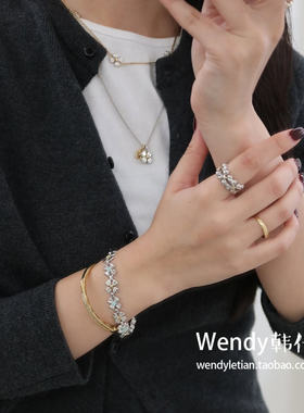 韩国正品代购小众设计师ssil 经典小雏菊花朵手链手镯s-sil