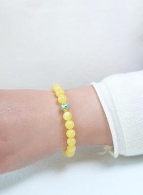 「雏黄」原创小众天然鸡油黄蜜蜡清新土系女生单圈手链