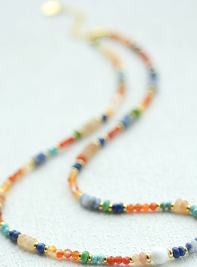 「敦煌●灵鹿」小众天然多宝锁骨链天然水晶绿松玛瑙文玩国风项链