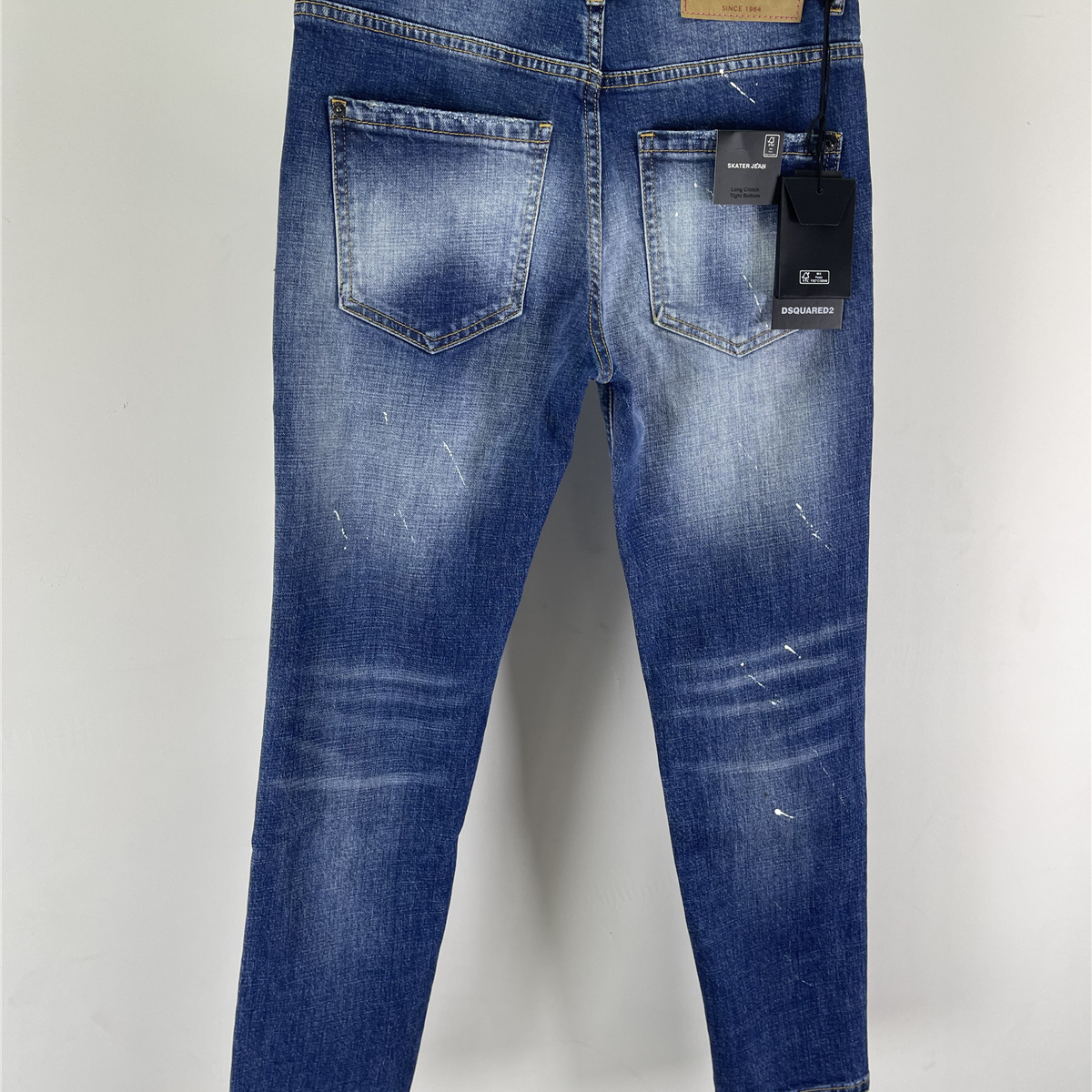 6020秋季新款男装D2牛仔裤 时尚刀割刮破补丁修身百搭潮小直筒裤 - 图2