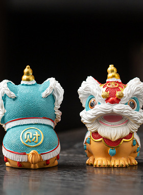 新款新中式国潮风进宝醒狮摆件茶宠桌面装饰可爱家居饰品礼品