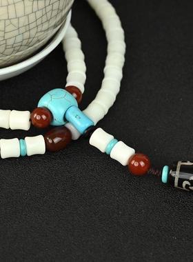 毛衣链白玉菩提竹节石佛珠配饰