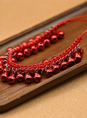 中国风新年红线铃铛项链手工编织节日舞蹈跳舞铃铛响声大项链饰品