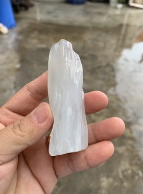 缅甸树化玉手把件高7.5/宽3/厚2.5厘米