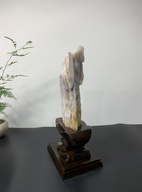 缅甸树化玉摆件总高35.5/高26/宽11/厚6厘米净重4.1斤送底座