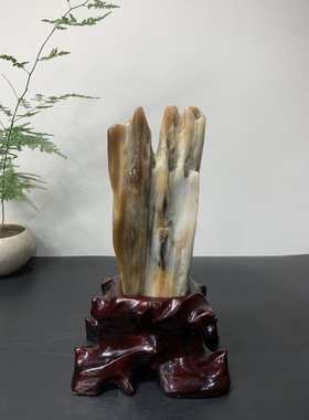 缅甸树化玉摆件总高25.5/高19/宽8/厚7.5厘米净重2.7斤