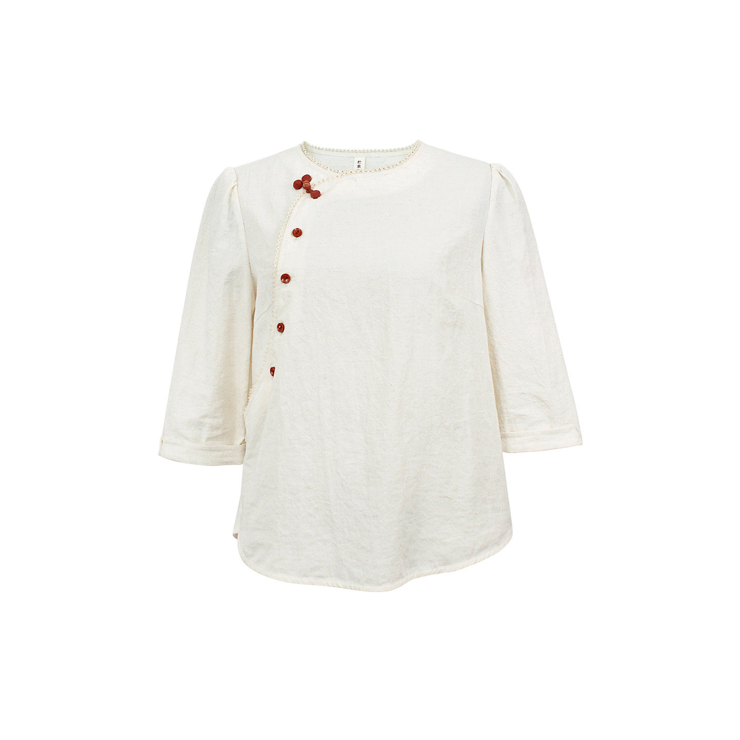 纻衣米杏色提花棉新中式文艺衬衫女2025秋装新品宽松通勤百搭上衣,淘宝优惠券,粉丝福利购,淘宝优惠卷