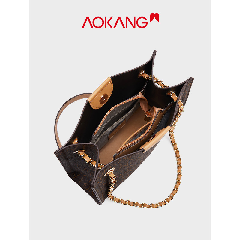 奥康气质新款女士潮流质感托特包 奥康皮具箱包托特包