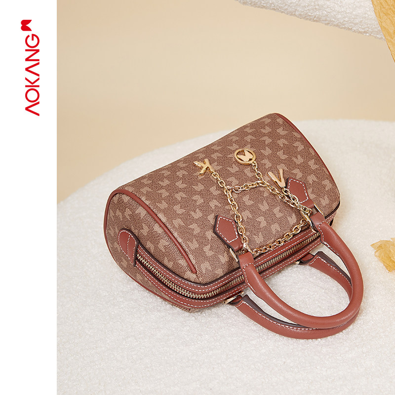 奥康2022新款女流行原创波士顿包 奥康皮具箱包女士包袋