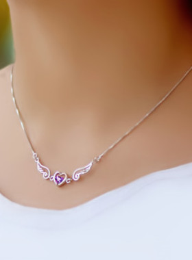 s925银天使之翼恋人女韩版项链