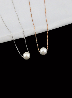 S925银珍珠项链女韩版短款简约