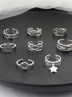 笑脸ins潮流设计网红可调节戒指