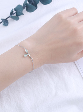 猫眼石树叶手链女韩版学生森系