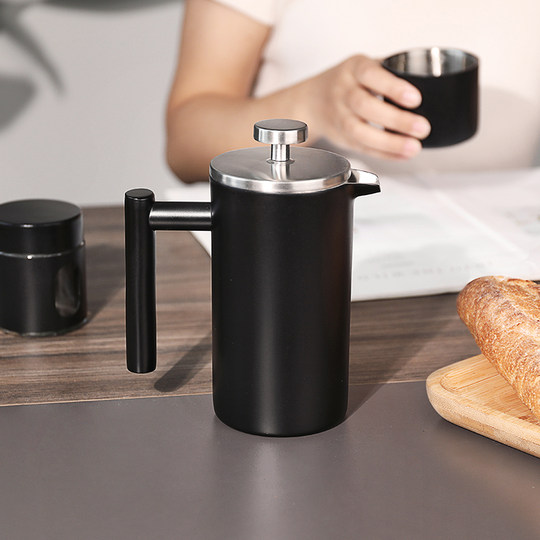 French Press Kaffeekanne aus Edelstahl, französische Doppelwandisolierung