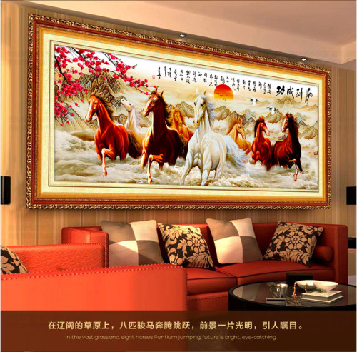 马到成功十字绣全绣2025新款绣八骏图客厅手绣八匹马的系列家用 - 图1