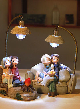 女生节礼物情侣小夜灯摆件树脂工艺装饰男孩女孩生日礼物创意家居