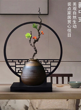 新中式仿真绿植桌面小屏风摆件
