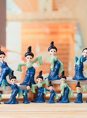 只此青绿仕女摆件沙画手办大