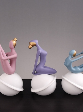 禅意少女瑜伽体式摆件高级感大号