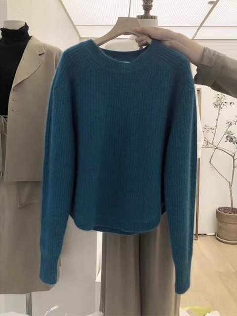 Round neck ingot needle loose cashmere pullover round neck pullover
