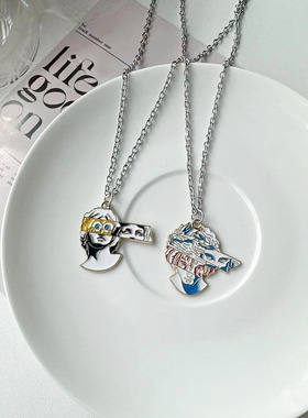 龙头大卫项链ins错位雕像吊坠